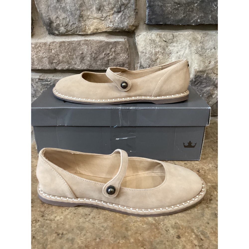 Crown Vintage Famela Womens Size 6.5 Mary Jane Suede Flats Earth Tan New